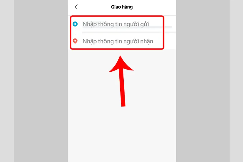 Nhập thông tin người gửi và nhận