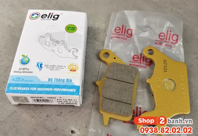 Bố thắng đĩa Elig với công nghệ EFT, tăng cường độ bám khi thay phanh xe Wave đĩa.