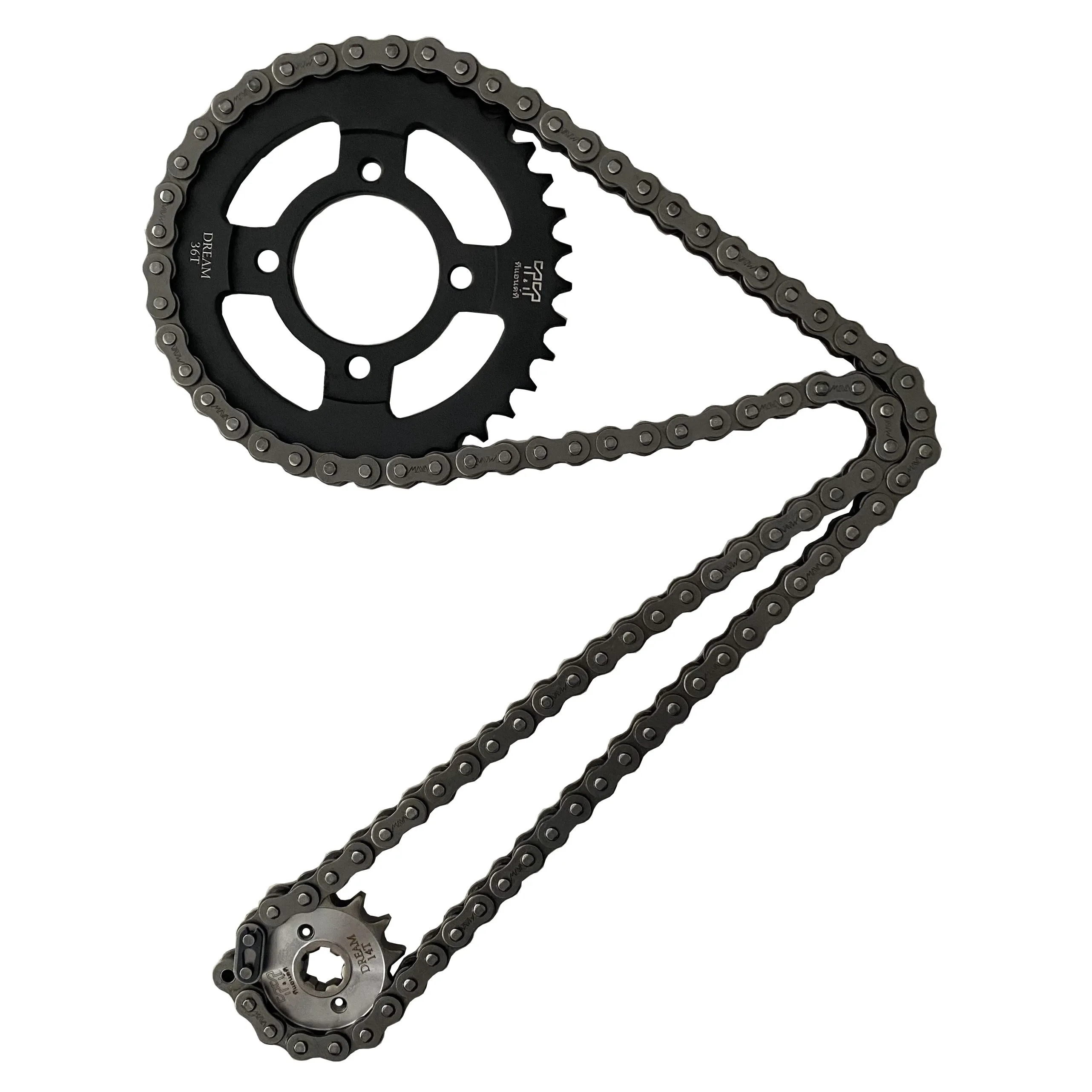 Đĩa tải và nhông trước màu vàng chất liệu thép C45 cho xe Wave 50cc