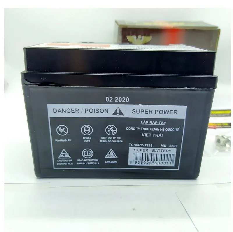 Hình ảnh bình ắc quy MBK 4Ah công nghệ Thái Lan lắp cho xe Wave 110