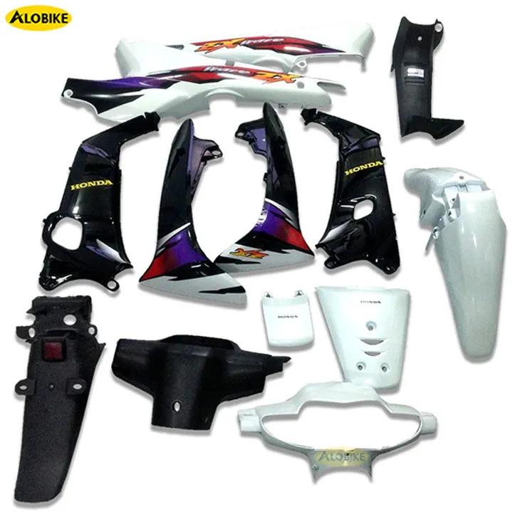 Chi tiết mâm và yếm xe Wave ZX màu trắng xanh chất lượng cao.