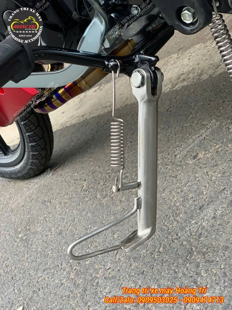 Chân chống nghiêng inox 304, vật liệu chống gỉ sét tuyệt đối, tăng độ bền cho xe