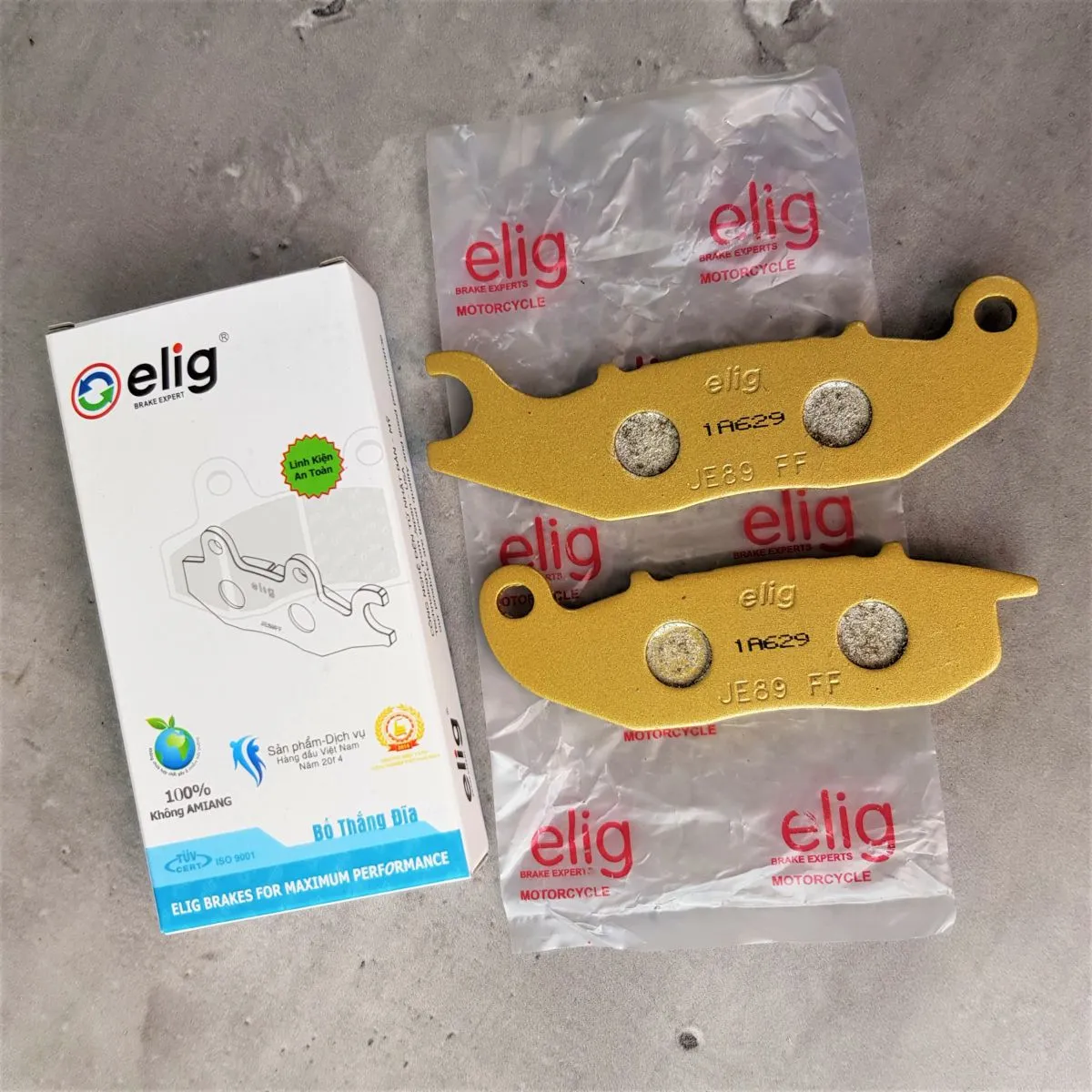 Đóng gói sản phẩm bố thắng Elig chính hãng dành cho đĩa xe Wave RS