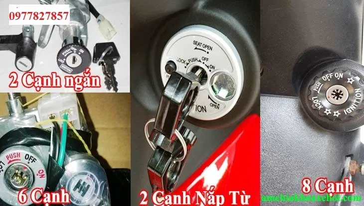 Các loại ổ khóa xe máy Wave Alpha phổ biến như khóa 6 cạnh, khóa chìa răng cưa và ổ khóa chống trộm.