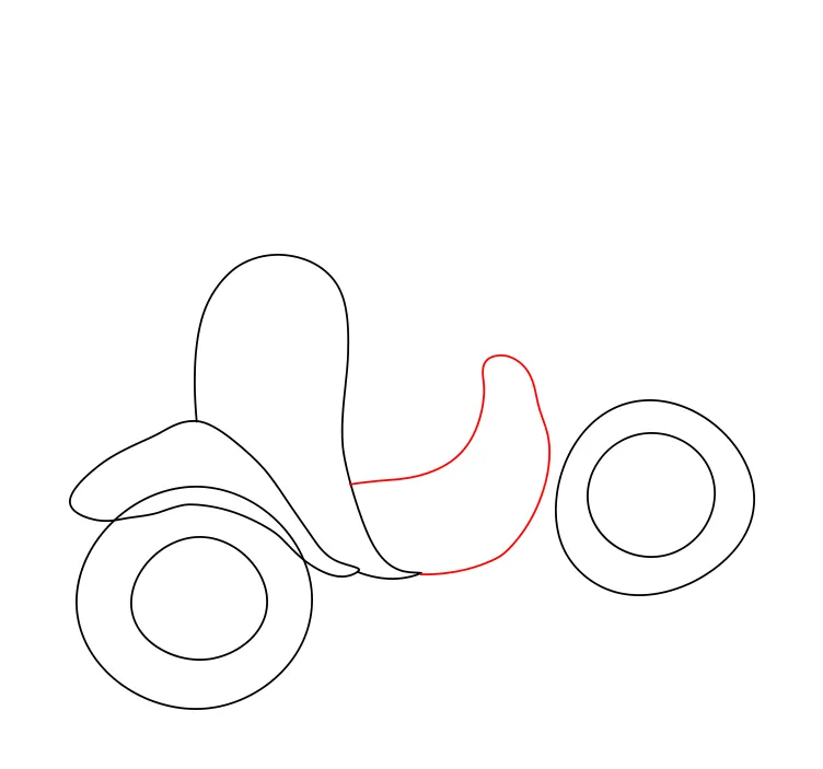 Vẽ chỗ để chân sàn phẳng đặc trưng của xe tay ga