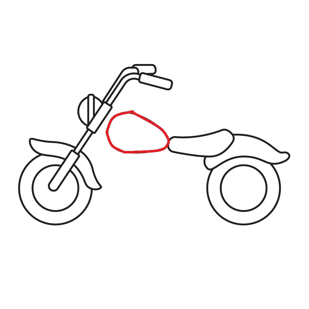 Vẽ bình xăng và khung trước của xe