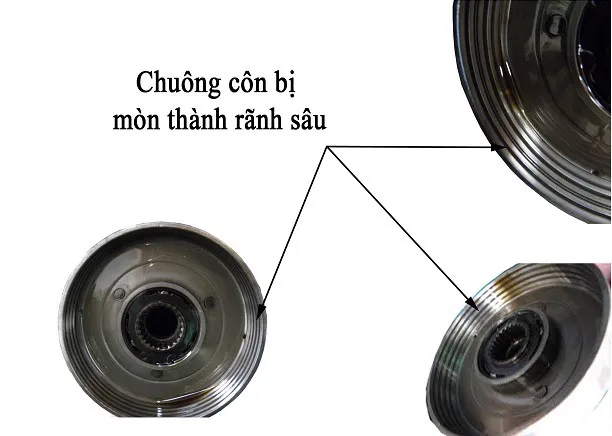 Hình ảnh chuông côn xe Wave bị mòn cần được láng lại hoặc thay mới