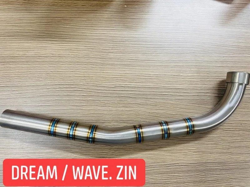 Mô tả cổ pô titan xe wave lắp đặt trên xe Dream 50cc, tối ưu hóa hiệu suất tản nhiệt