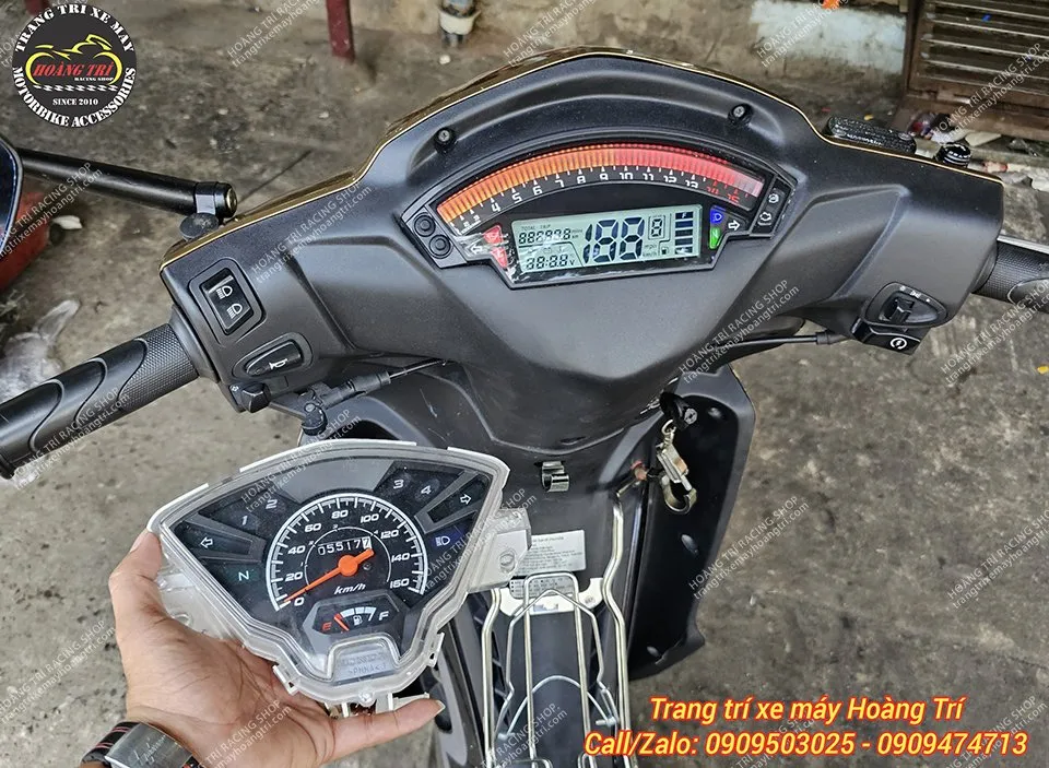 Lắp đặt đồng hồ điện tử kiểu ZX10R thay thế mặt đồng hồ cơ cho xe Wave độ kiểng