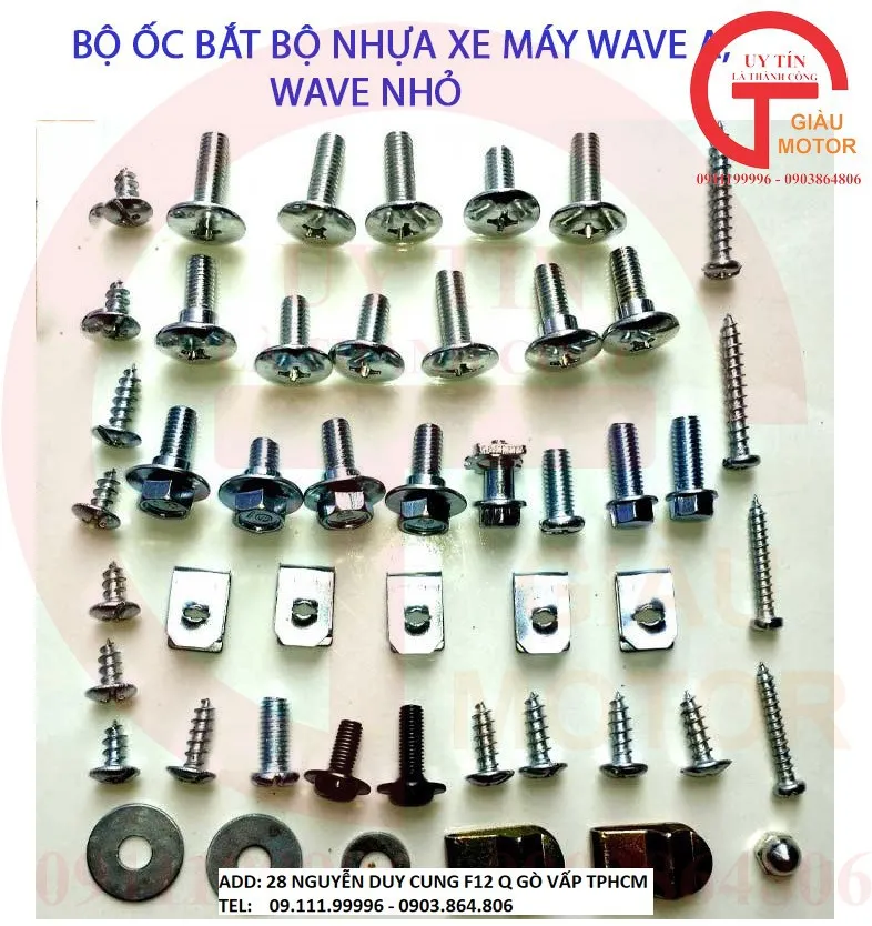Ốc vít và chốt gài chuyên dụng cho allintitle:bộ nhựa xe wave Alpha