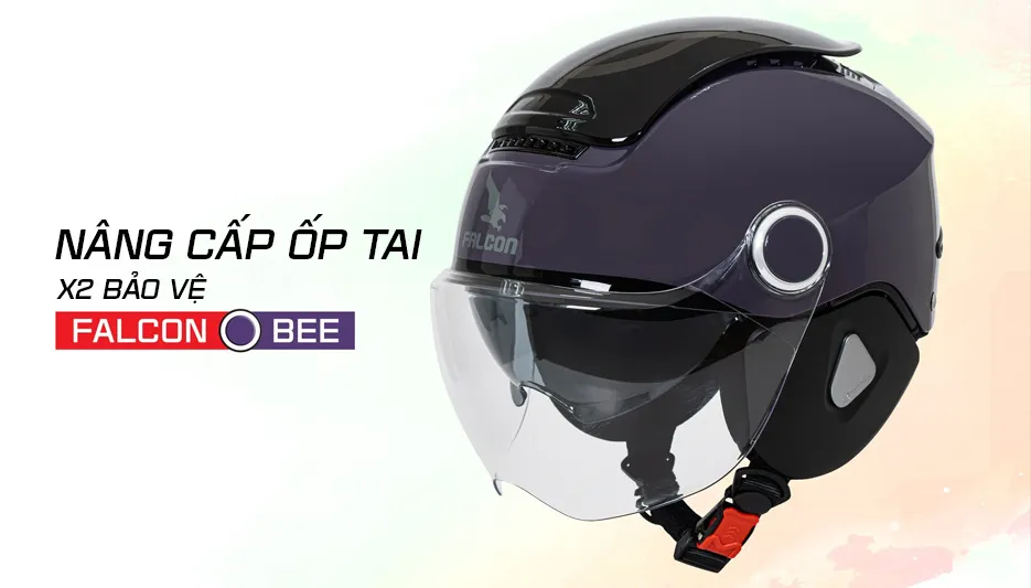 Mũ bảo hiểm Falcon Bee với kính màu sáng, thể hiện sự thoải mái khi sử dụng hàng ngày