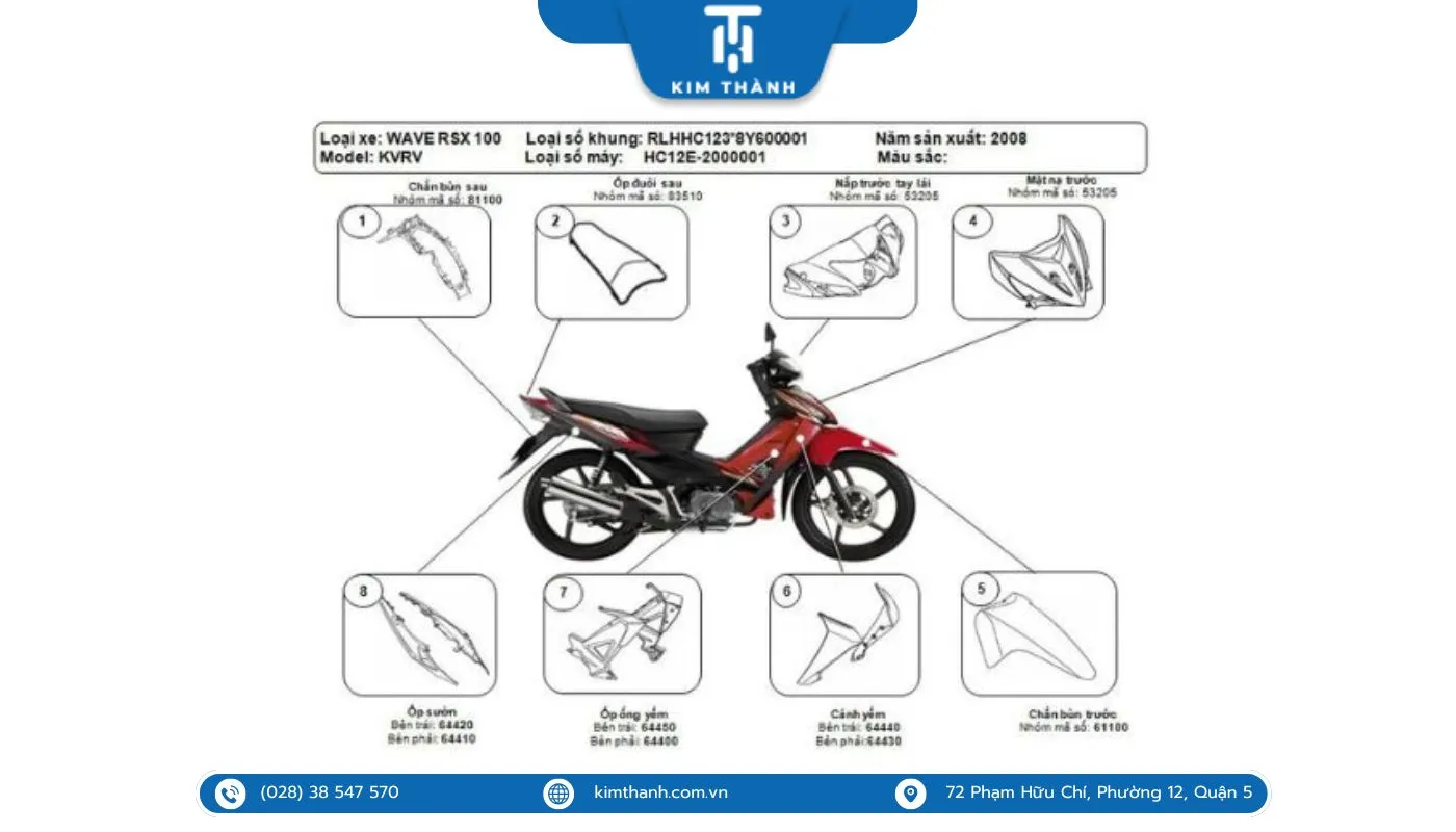 Bộ áo xe Wave Alpha chính hãng, hình ảnh đầy đủ 16 chi tiết dàn nhựa xe máy.
