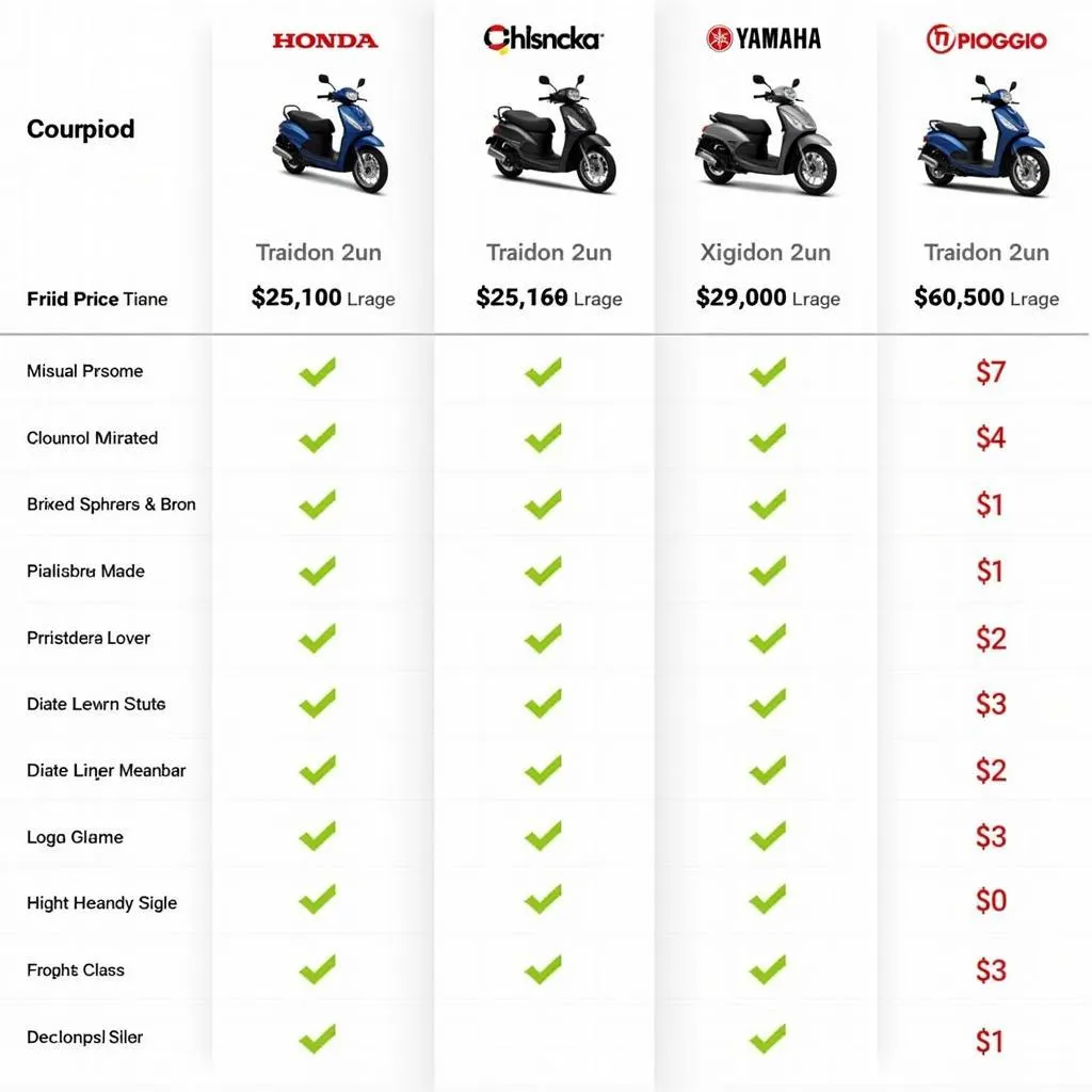 Bảng so sánh giá các loại xe máy tay ga của Honda, Yamaha và Piaggio