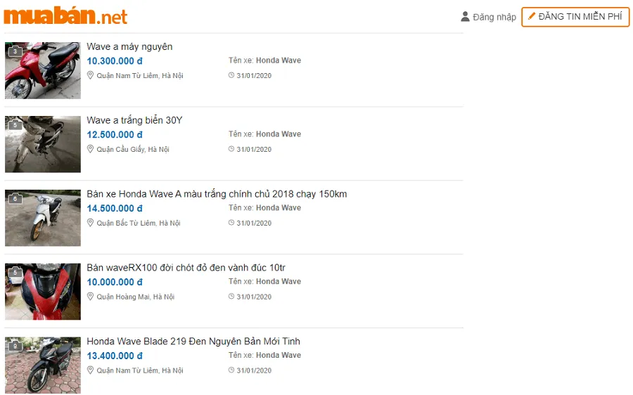 Biểu đồ minh họa phạm vi giá bán xe Wave Alpha 2017 cũ trên các trang rao vặt trực tuyến, giúp xác định xe wave 2017 giá bao nhiêu