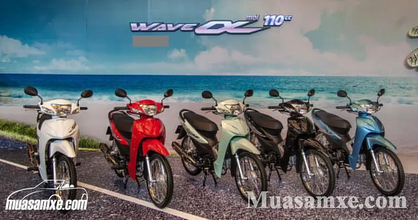 Wave Alpha 2017 màu đỏ nổi bật, thiết kế mới với động cơ 110cc và tem thể thao.