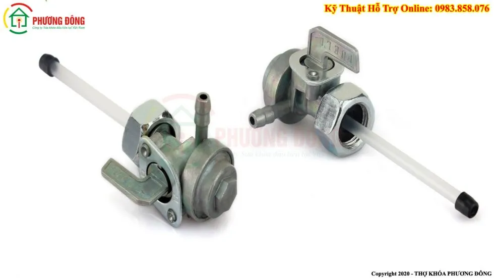 Khóa van xăng xe máy, thể hiện các chế độ ON, OFF, RES