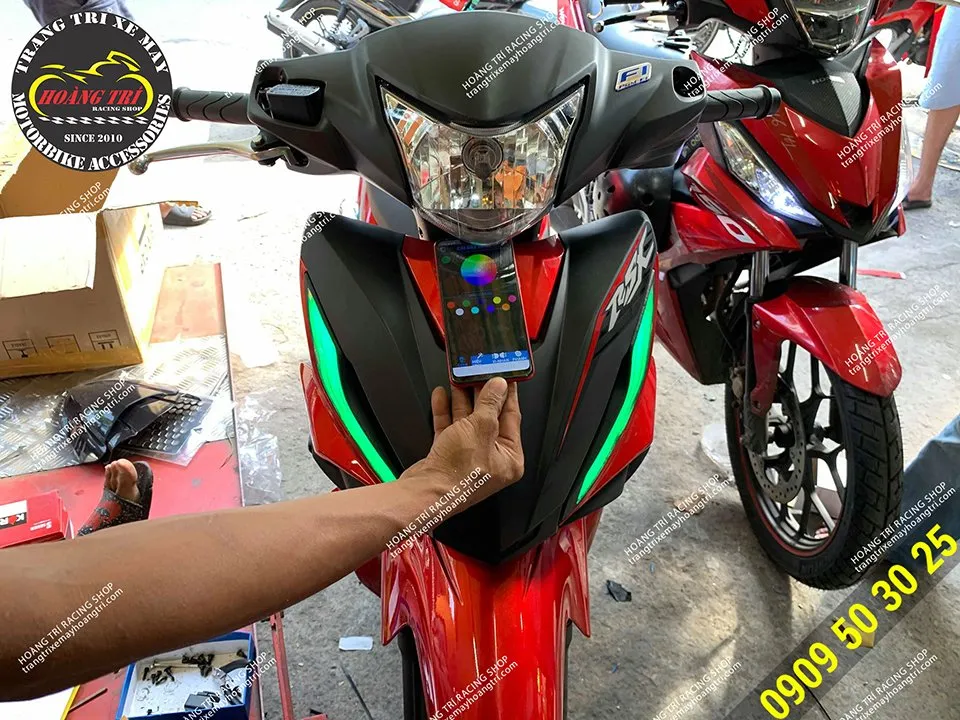 Đèn LED Audi A11 đã độ trên Wave RSX 2019 chuyển màu xanh lá độc đáo, nâng cấp ánh sáng xe