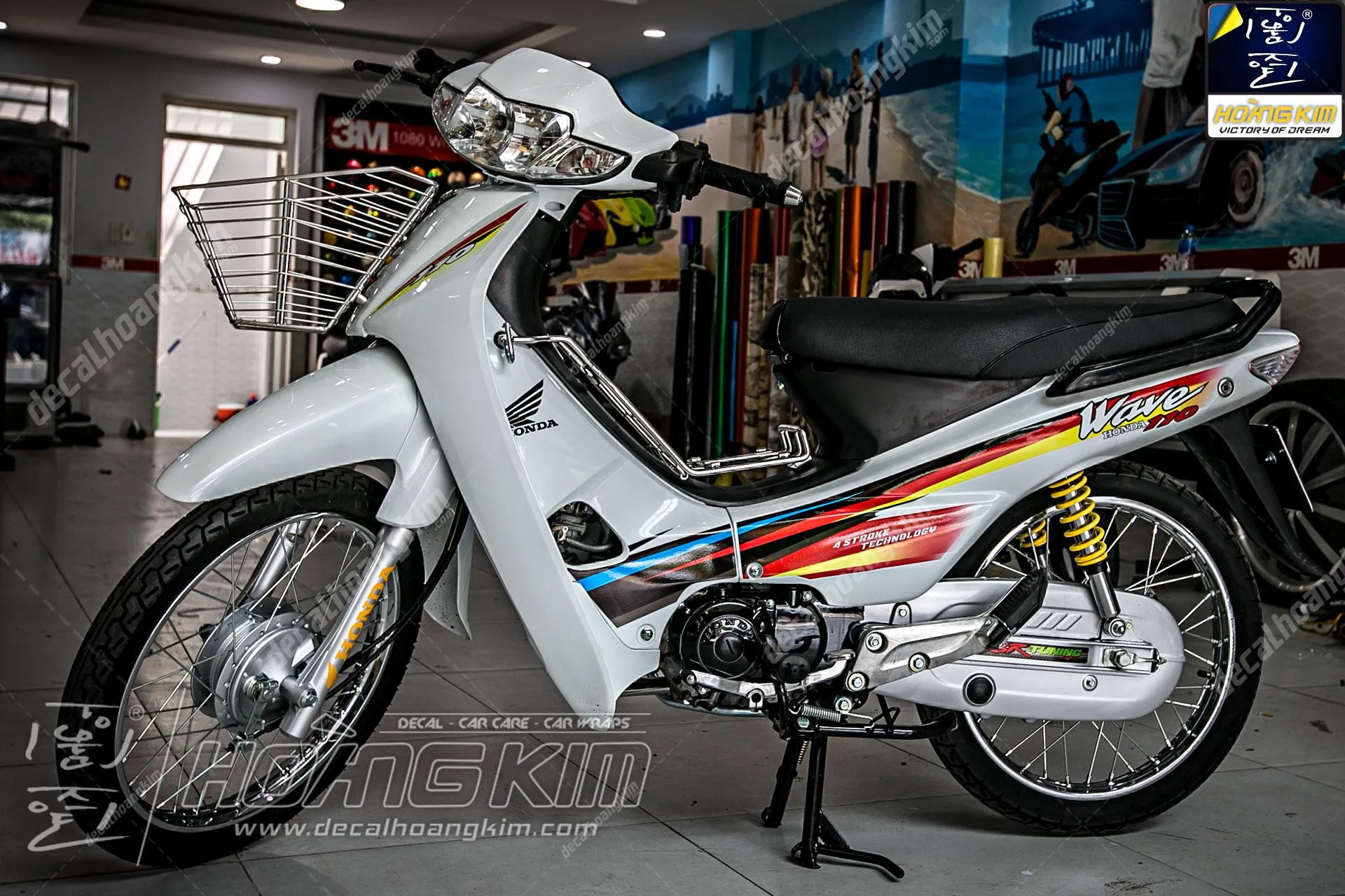 Mẫu tem xe Wave Alpha mới WAP005 với thiết kế tem trùm chuyển màu