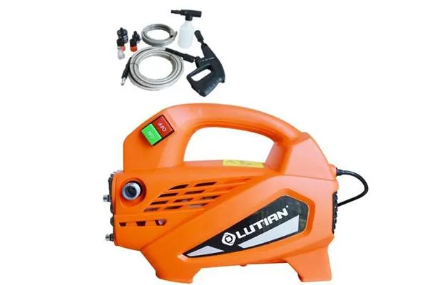 Máy rửa xe gia đình Lutian LT-210G, đại diện cho phân khúc máy rửa xe mini với động cơ cảm ứng từ hoạt động êm ái.