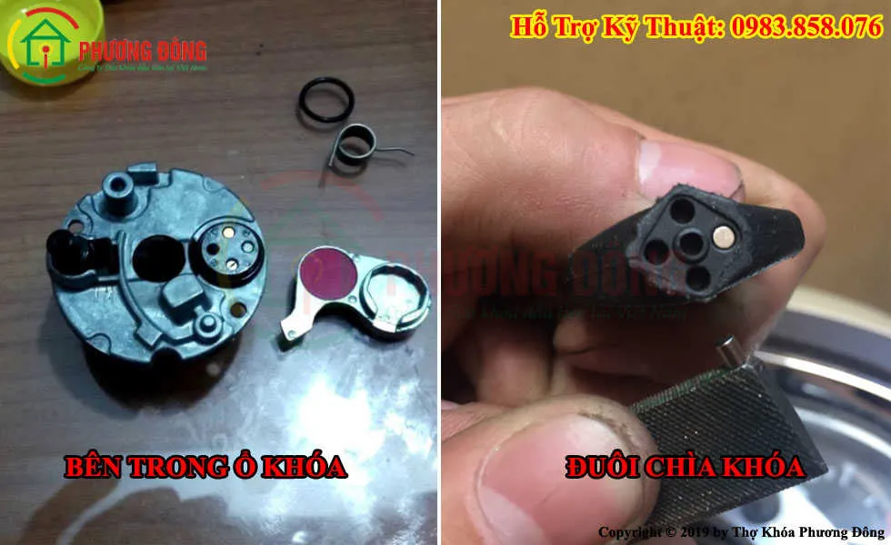 Sơ đồ nguyên lý hoạt động khóa nắp từ xe máy Honda dựa trên lực từ