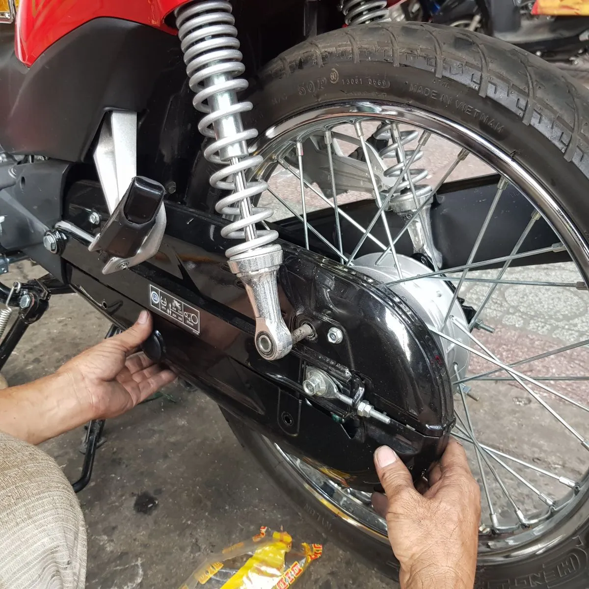 Hình ảnh cuối cùng sau khi hoàn tất quy trình lắp đặt nhông sên dĩa DID chính hãng cho xe Wave Alpha 2019