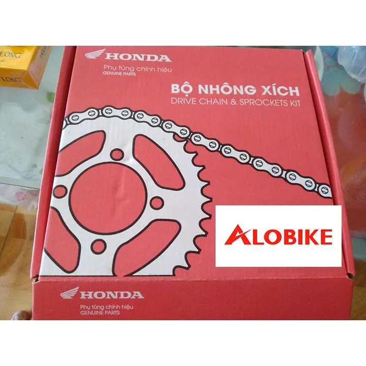 Cận cảnh bộ nhông xích Honda Wave, nhấn mạnh các chi tiết quan trọng và độ bền, phụ tùng honda