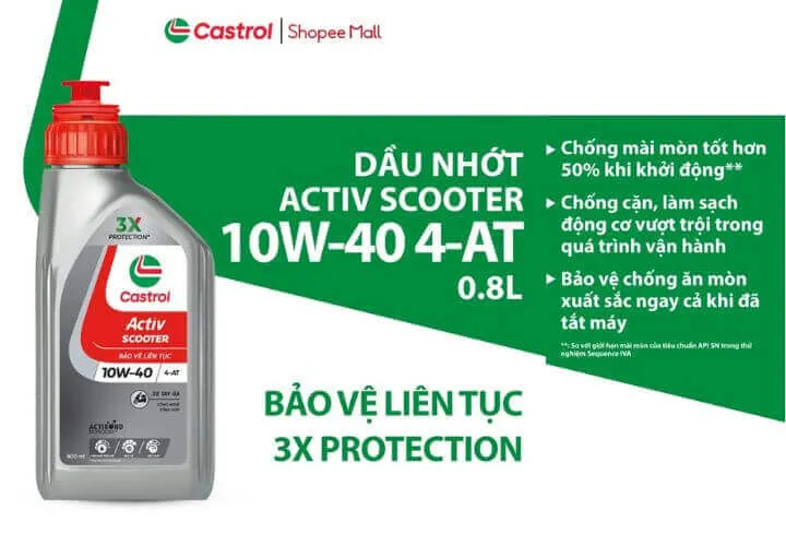Các loại nhớt xe tay ga Castrol chính hãng, đa dạng sản phẩm và giá thành