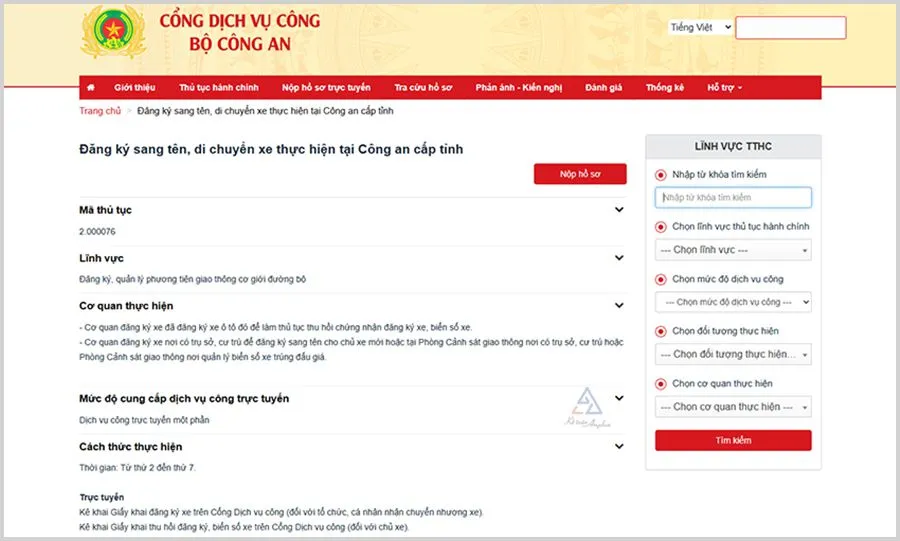 Tùy thuộc vào loại xe và cơ quan tiếp nhận hồ sơ, người bán sẽ chọn Cục CSGT, Công an cấp tỉnh hoặc Công an cấp xã để thực hiện thu hồi