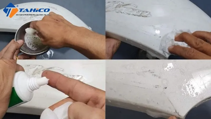 Phục hồi vết xước dăm trên xe máy bằng kem đánh răng và nước rửa chén, chi tiết cách xử lý vết xước xe máy