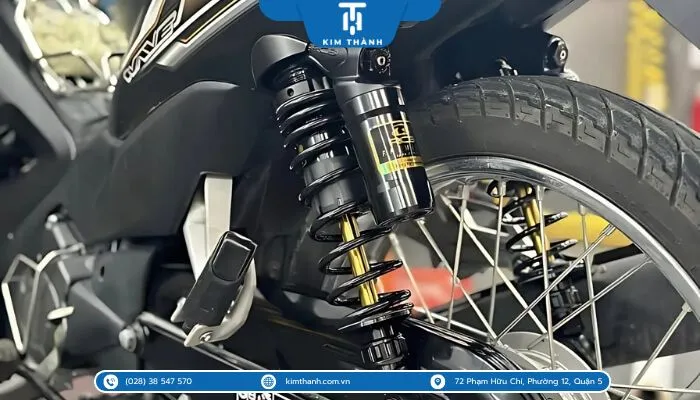 Cấu tạo chi tiết của phuộc giảm xóc xe Wave Alpha với lò xo và bộ phận giảm chấn thủy lực