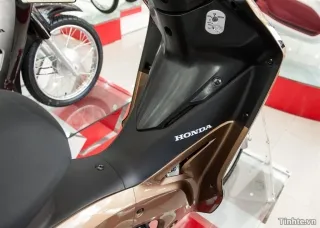 Hình ảnh góc chụp nghiêng 3/4 phía trước, thể hiện toàn bộ thân xe và màu sơn sáng bóng của Wave 110