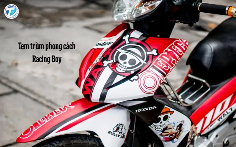 Tem xe Wave 110 độ kiểng phong cách Racing Boy hiện đại, nhấn mạnh sự thể thao