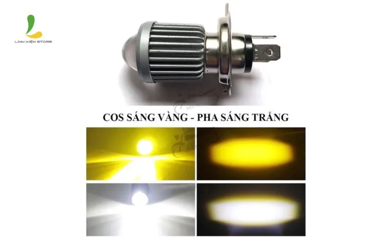 Đèn trợ sáng hai chế độ cos vàng pha trắng giúp di chuyển linh hoạt trong mọi điều kiện thời tiết