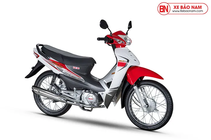 Xe Wave 50cc màu trắng đỏ phối hợp hài hòa, mang lại vẻ ngoài thể thao
