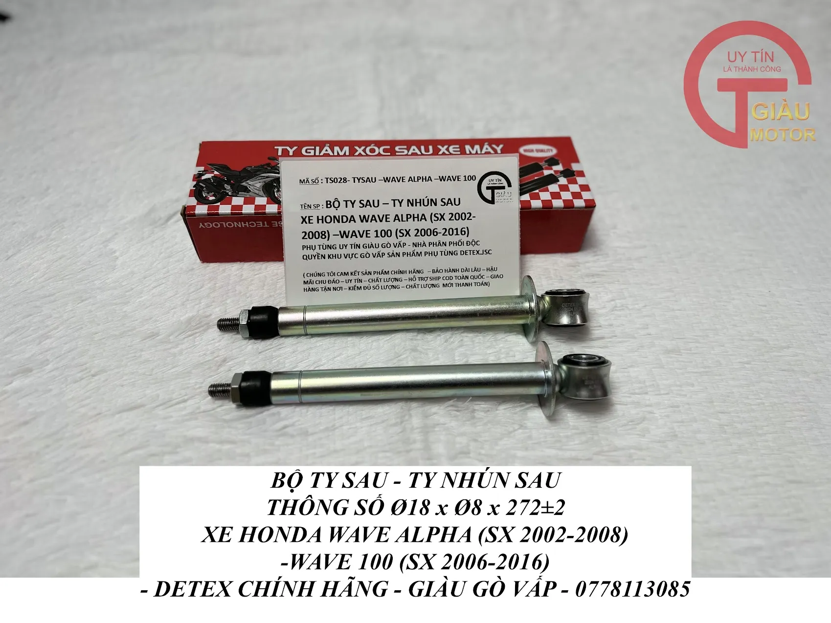 Ty phuộc giảm xóc sau xe Wave Alpha chính hãng Detex.JSC bằng thép cao cấp