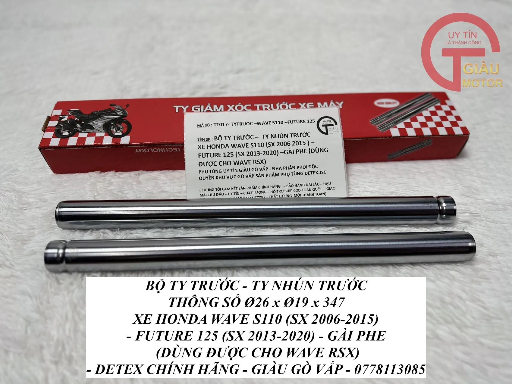 Ty giảm xóc trước xe Wave S110 và Future 125 chính hãng Detex.JSC