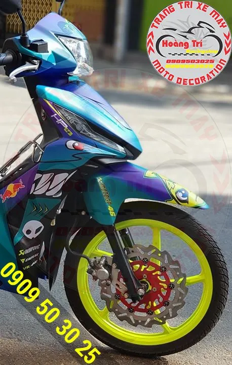 Chi tiết đĩa phanh lớn và nâng cấp phanh cho Wave RSX 2014 sau khi dán tem