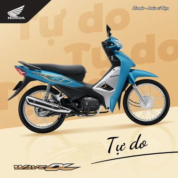 Wave Alpha 110cc màu Xanh Dương-Đen-Bạc, phù hợp với người mệnh Mộc và Thủy