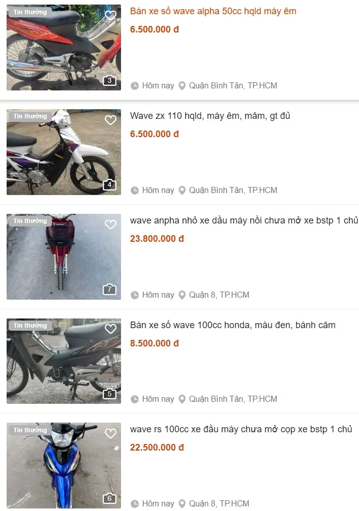 Một đại lý bán xe máy đã qua sử dụng, nơi khách hàng có thể tìm mua xe Wave 110 cũ