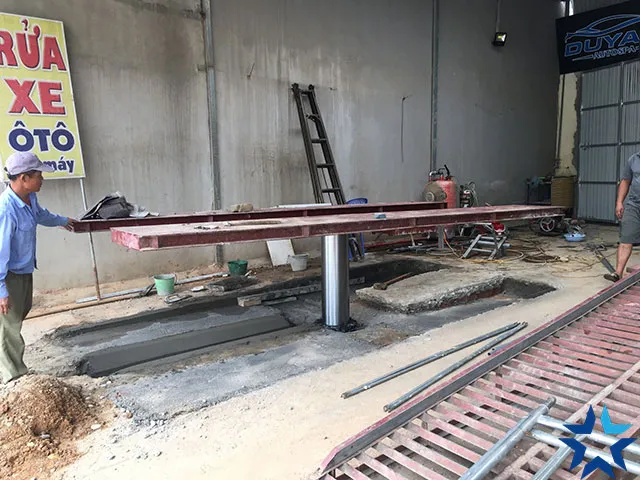 Lắp đặt giàn nâng 1 trụ Việt Nam kiểu âm nền