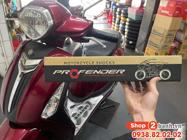 Phuộc Nitron DNA bình dầu dưới màu vàng đen lắp đặt trên xe Yamaha Grande