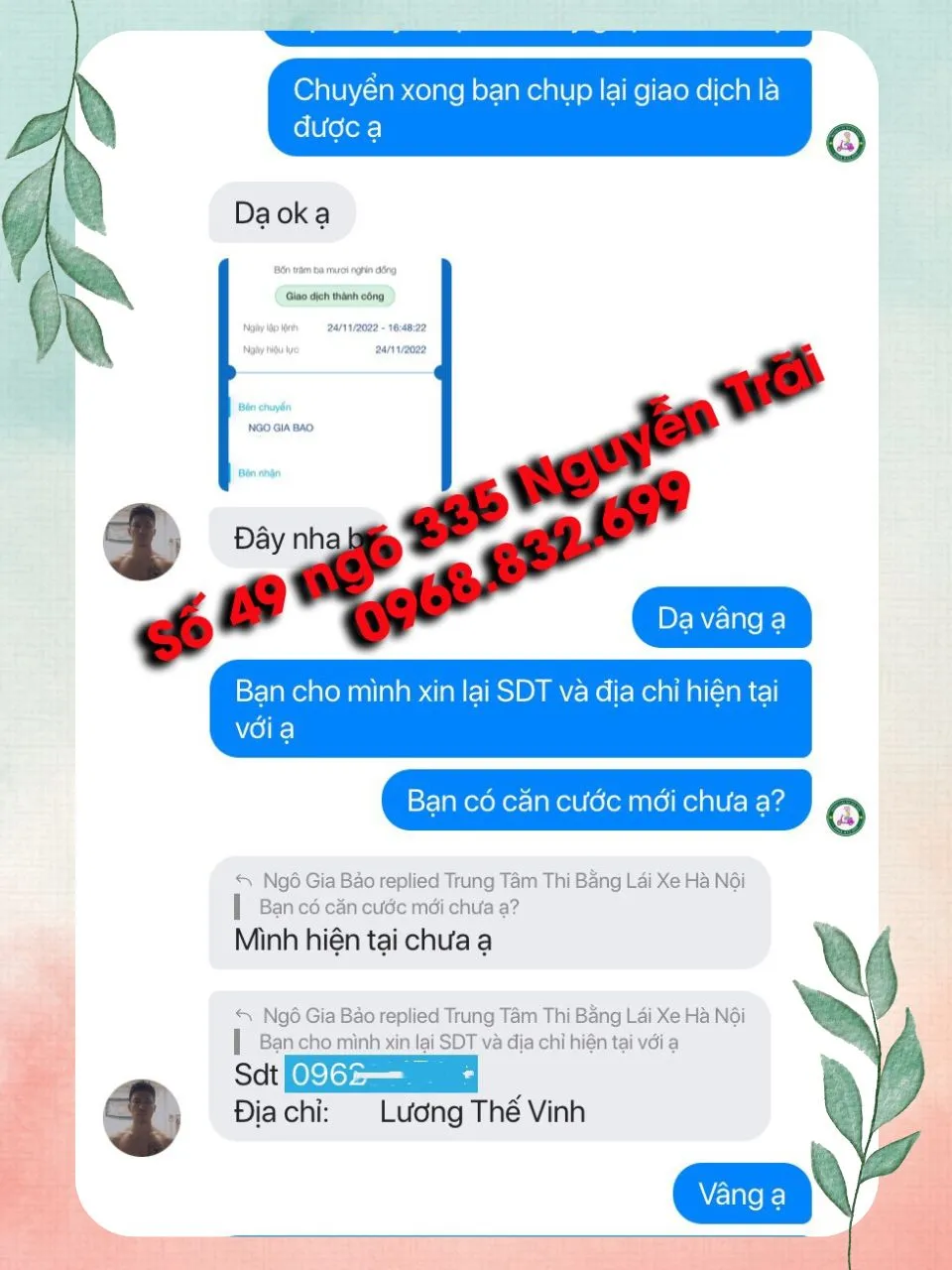 Hướng dẫn chuyển khoản