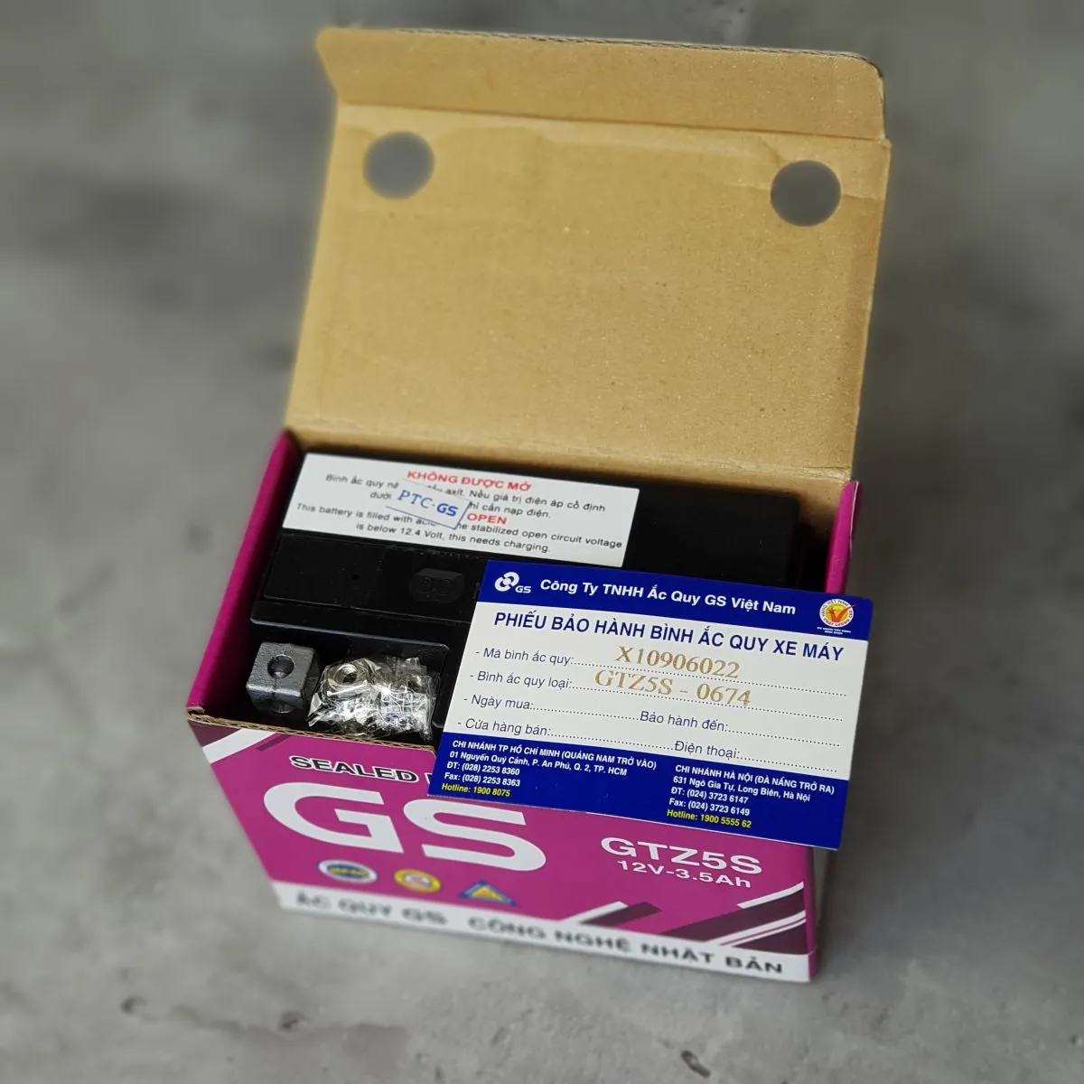 Phiếu bảo hành chính hãng của Bình ắc quy GS (12V-3.5ah)