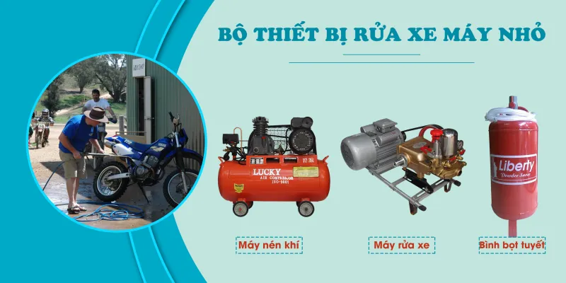 Bộ thiết bị cơ bản để rửa xe máy sạch nhất và nhanh nhất