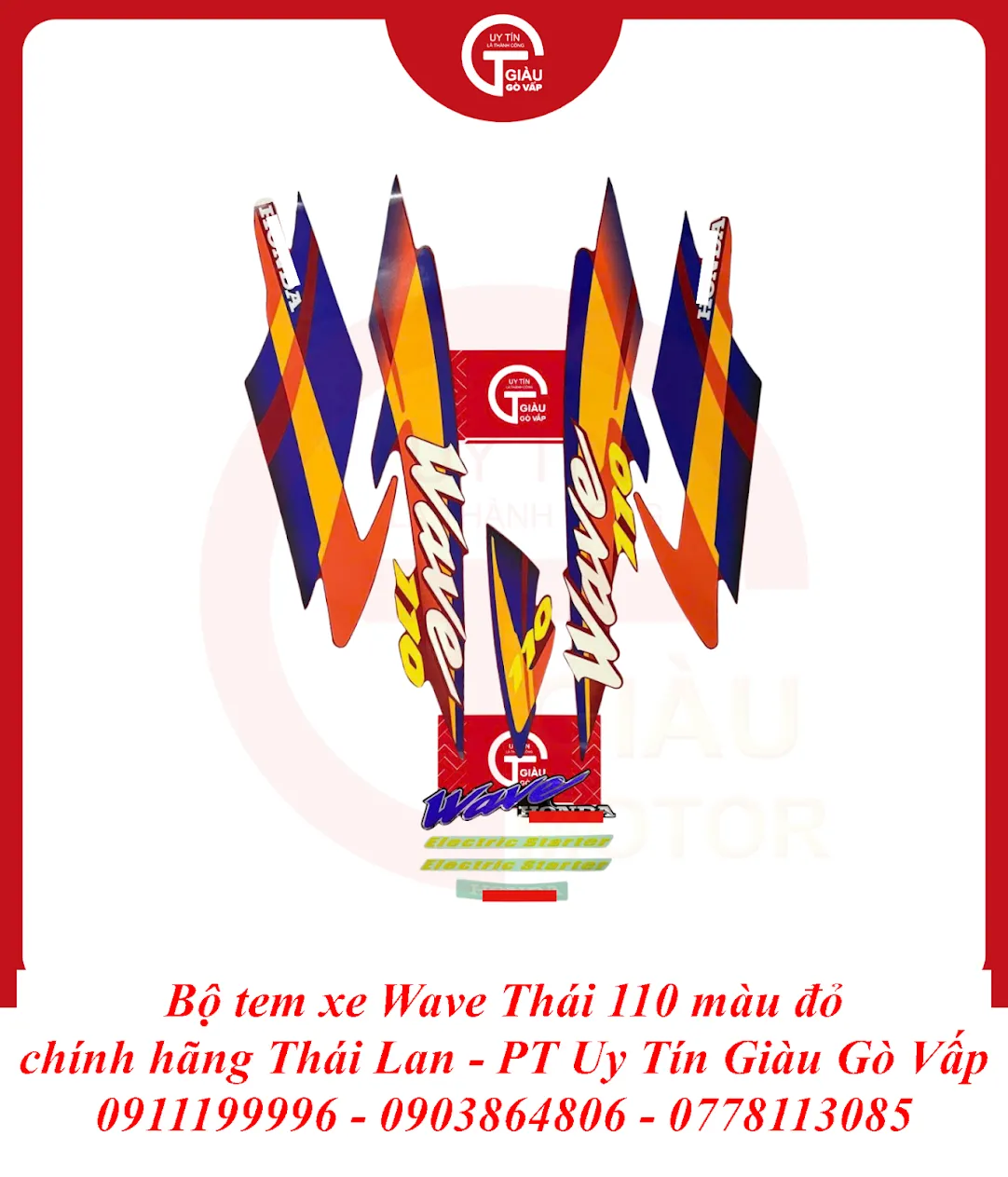 Bộ Tem Xe Wave Thái 110 Màu Đỏ Chính Hãng Thái Lan