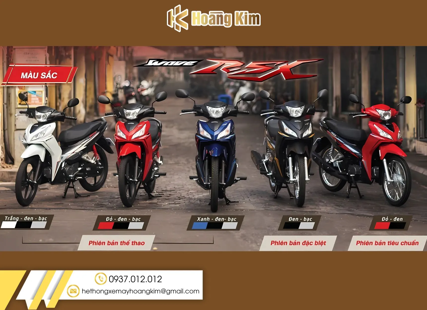 Các phiên bản màu sắc của dòng xe wave rsx 110 2025