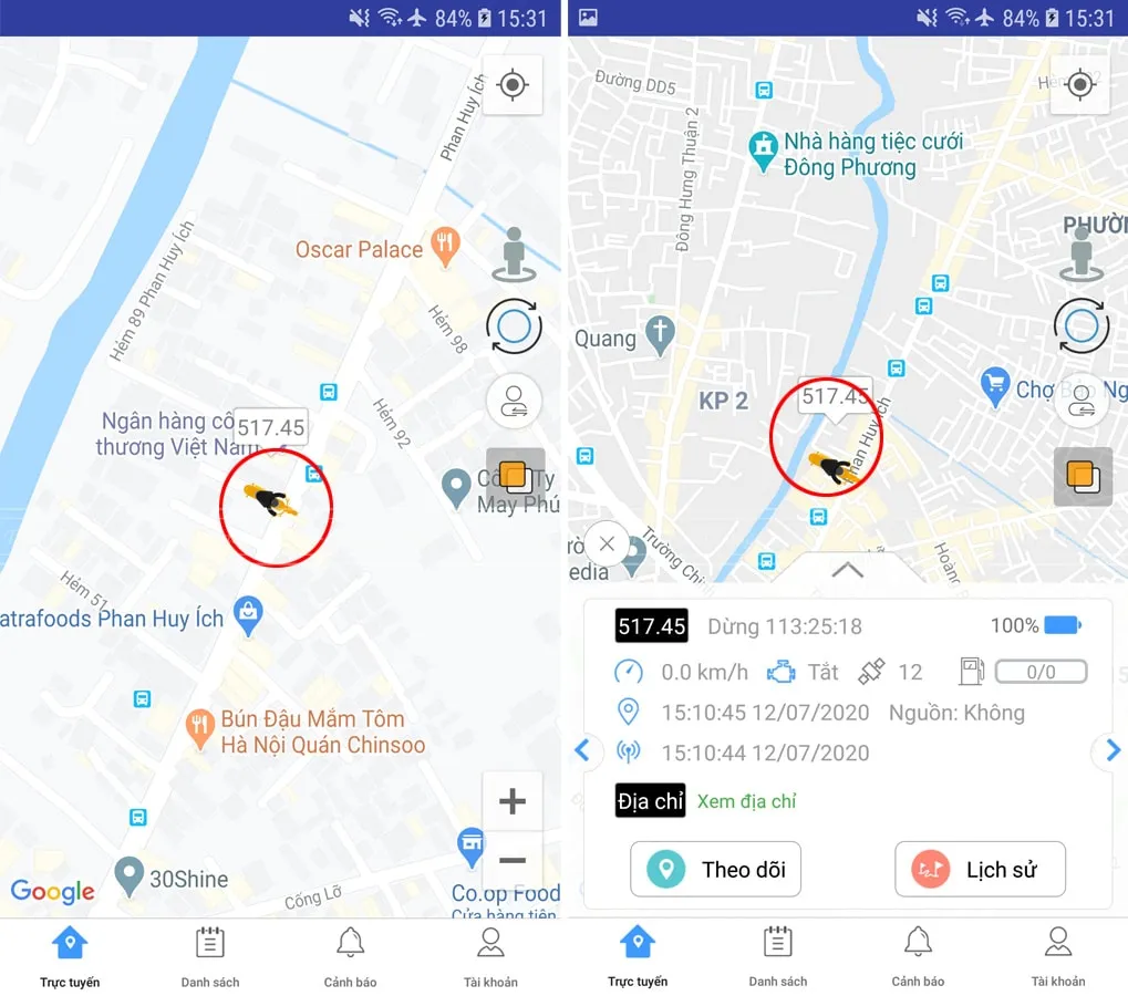 Giám sát hành trình và vị trí xe máy sau khi lắp định vị