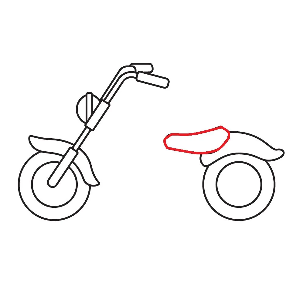 Hoàn thiện các chi tiết nhỏ như ống xả, động cơ và chân chống trên bản vẽ xe máy