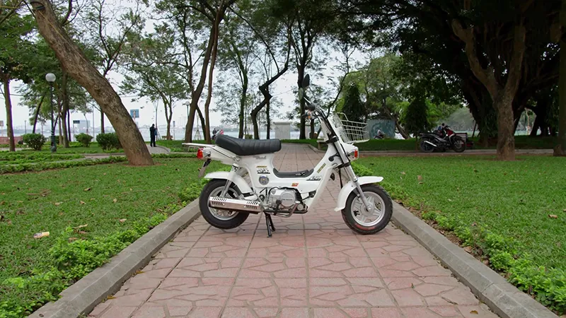 Tổng quan thiết kế Chaly 50cc đời mới Detech màu trắng