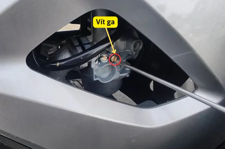 Vị trí vít ga cần điều chỉnh garanti xe số